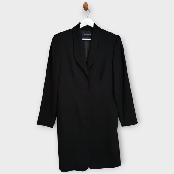 Brooks Brothers Jacket Womens Black 8 Wool Corpcore Neutral Goth Career Blazer - Picture 1 of 12